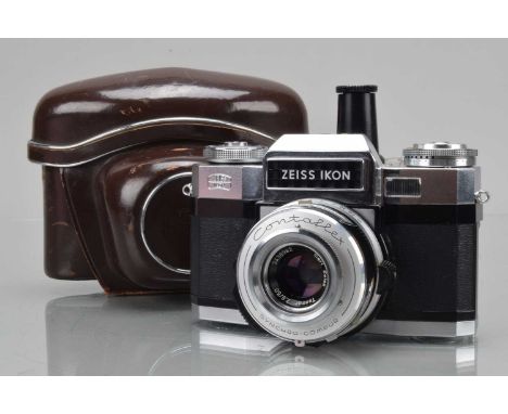 A Zeiss Ikon Contaflex Super B SLR Camera, shutter working, light cell responsive body G-VG, with Carl Zeiss 50mm f/2.8 Tessa