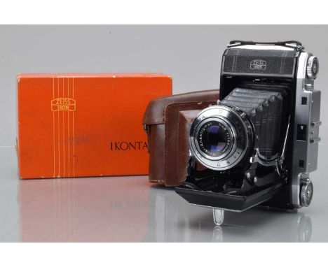 A Zeiss Ikon Ikonta 524/2 Rangefinder Folding Camera, shutter working, rangefinder working, body G, bellows G, with 105mm f/4