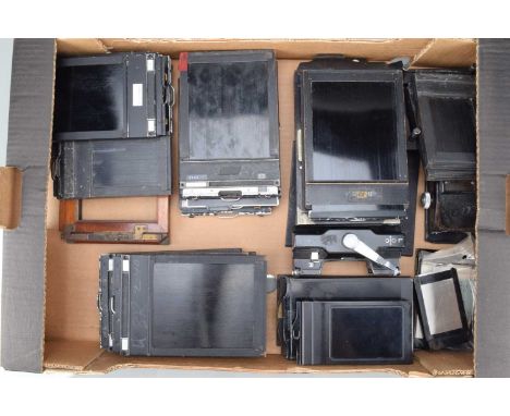 Various Film Holders, four 2¼ x 3¼ Graphic film holders, four3¼ x 4¼ cut film holders, seven 4 x 5 cut film holders, (Graphic