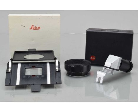 Leitz Accessories, a 12564 R hood, R4 right angle finder and a 17 002 24 x 36mm negative holder, in maker's box