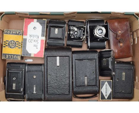 A Tray of Folding Cameras, including a Kodak Retina type 118, Bullet, in maker's box, Six-20, in maker's box, No I Junior, No