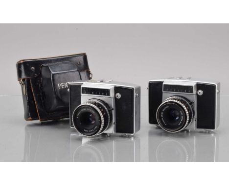 Two Pentacon Pentina M Cameras, both shutters sluggish in slow speeds, light cells responsive, one finder cloudy, rangefinder