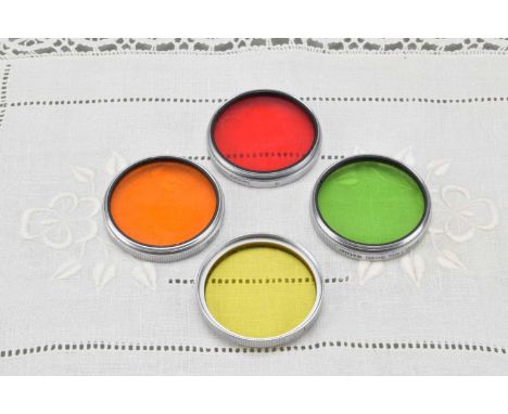 Four Leitz Wetzler 38mm Filters, a GGr, Or, R and a 1, all G