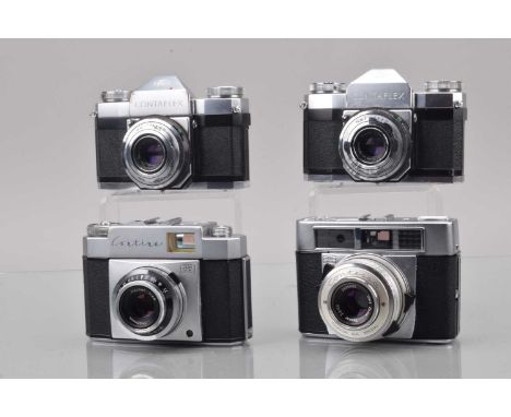 A Group of Zeiss Ikon Cameras, a Zeiss Ikon Contaflex II, light cell responsive, body F, two Contaflex I, contina Ic and a Co