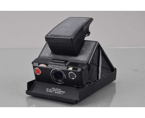 A Polaroid SX-70 Alpha 1 Model 2 Camera, black, untested, body F, fading and cracks to leatherette, elements G-VG