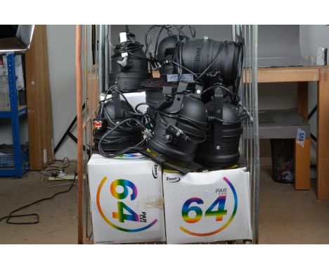 Stage Lighting. a Showtec Firestorm multi colour LED DMX Colour Changer Stage Light, untested, body G-VG, in worn makers box,