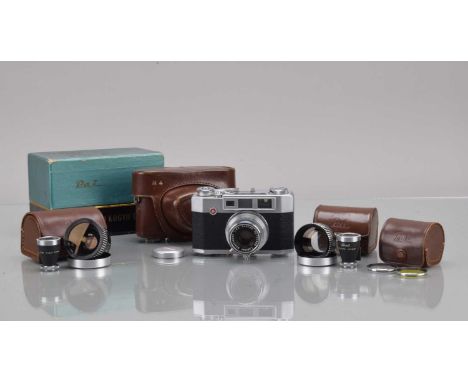 A Pal M4 Rangefinder Camera,  shutter working, rangefinder working, body G-VG, with Luminor 45mm f/2.8 lens, in ERC, in maker