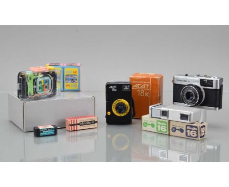 A Group of Compact Cameras, an Olympus Trip 35, shutter working, light cell, aperture responsive, G, Minolta 16, shutter work
