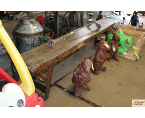 A wooden folding bench 