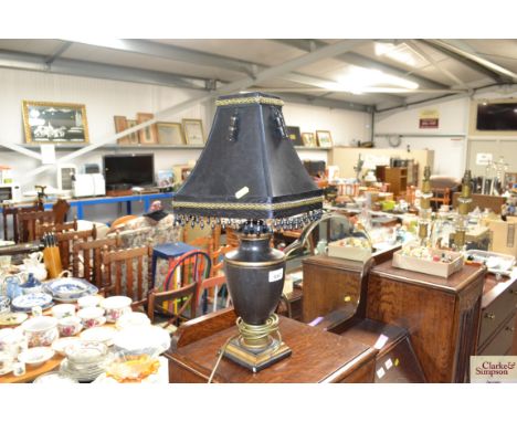 A table lamp and shade