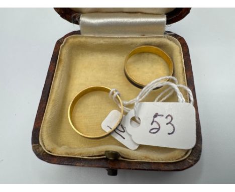 A PAIR OF EARLY VICTORIAN BLUE AND WHITE ENAMEL RINGS 18CT GOLD SIZE P 3.9 GMS INC. BOXED