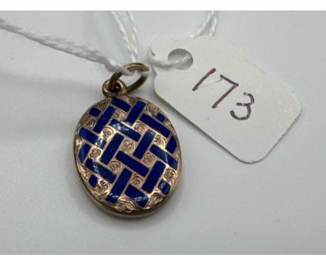 A VICTORIAN gold and blue enamel  locket