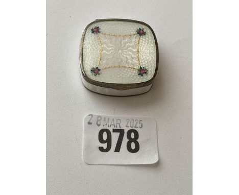 A silver gilt and enamel pill box Chip to side import mark