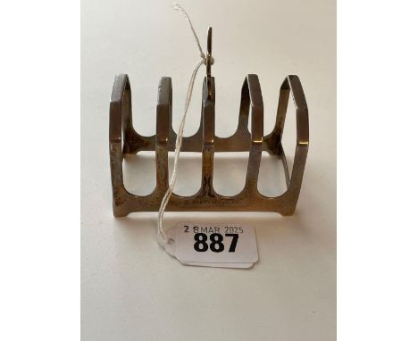 Five bar toast rack on bracket feet . Sheffield 1937 50gms
