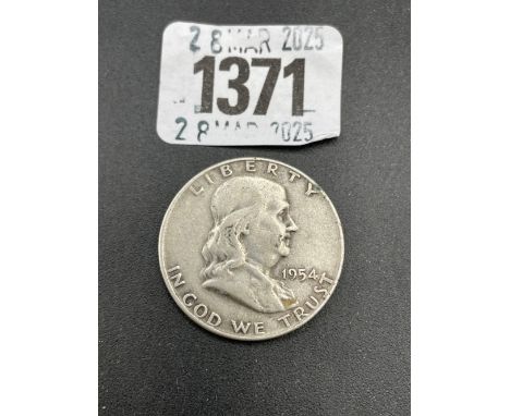 Silver USA American Benjamin Franklin 1954 half dollar coin