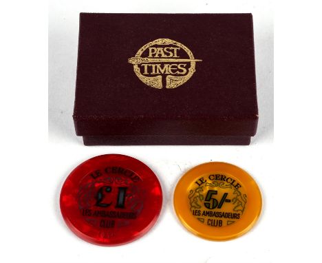 James Bond Dr No (1962) - Le Cercle £1 red casino jeton / chip. Le Cercle jetons and plaques were used as film props in the s