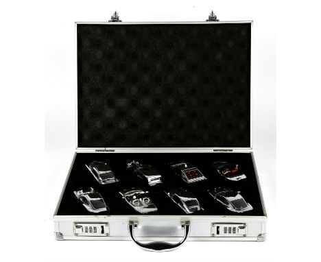 James Bond 007  Limited edition Corgi attaché case containing eight chromed models comprising BMW Z3 (Goldeneye), Aston Marti