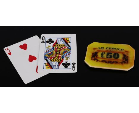 James Bond Dr No (1962) - Le Cercle £50 casino yellow plaque / chip. Le Cercle plaques were used as film props in the scene w