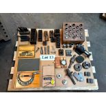 ASSORTED COLLETS, METAL PUNCH STAMPS, MITUTOYO 5-6” CALIPERS, SPARK PLUG KIT & MORE