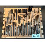 ASSORTED REAMERS (DIFFERENT SIZES AND STYLES) AND MISC LATHE TOOLING