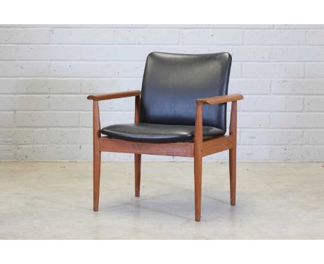 A Danish teak Diplomat armchair,designed by Finn Juhl for France and Sons, with button label and numbered '6504172' and gold 