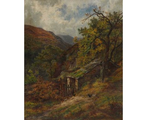 Louis Bosworth Hurt (1856-1929)'A Garden Corner in Betws-y-Coed'signed and dated 'Louis. B. Hurt/85' l.r., also signed, inscr