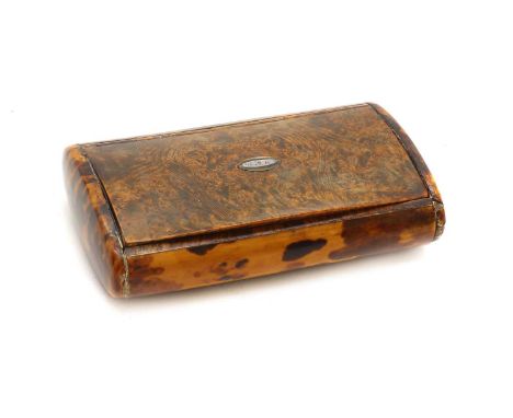 A tortoiseshell snuffbox,19th century, the top inset with mother of pearl, 13.5cm wideCondition ReportKnocks, wear and losses