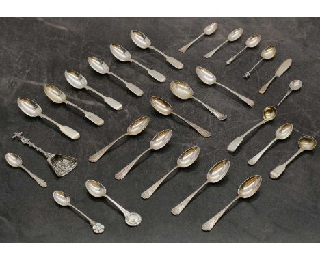 A collection of silver flatware,to include six teaspoons by Josiah Williams &amp; Co, Exeter 1855, and six teaspoons by W S, 