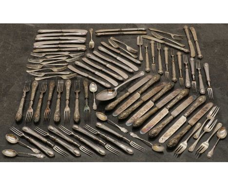 A collection of silver flatware,comprising a Victorian fruit set by Martin, Hall &amp; Co, Sheffield 1863-1878, and two simil