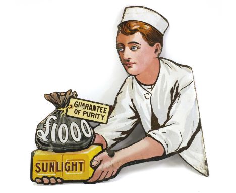 A Sunlight Soap 'Baker Boy' enamel sign,early 20th century, 78cm wide86cm highCondition ReportLosses to the enamel around the