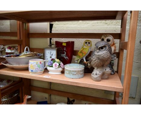 A mixed lot, to include: a Noritake Imari bowl; a Poole pottery owl; a Royal Worcester circular box and cover; a brass Metame