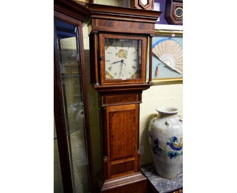 A 19th century oak and inlaid 30 hour longcase clock, the 12 inch square painted dial inscribed 'B Edwards, Knowle' (Warwicks