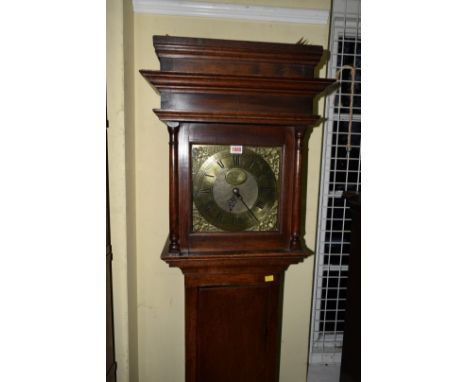 An 18th century oak 30 hour longcase clock, the 10 inch square brass dial inscribed 'Na(thanie)ll Voice, Deane', 197.5cm high