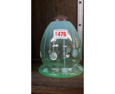 An antique opalescent glass lamp base, 13.5cm high.  Condition Report: Condition good, no visible signs of damage.