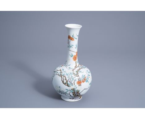 Title: A Chinese fencai vase with blossoming branches, Yongzheng mark, 19th/20th C.Description: H 27,8 cm
