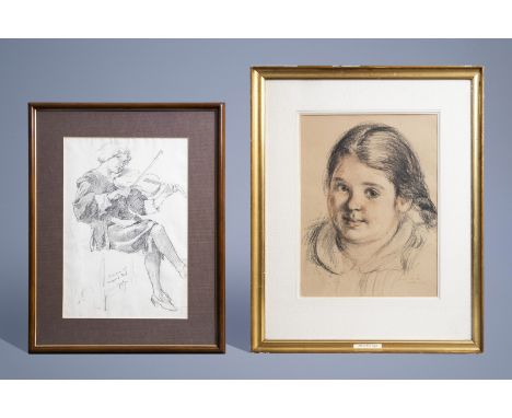 Title: Albert Van Dijck (1902-1951) and Willem Geets (1838-1919): Two various drawingsDescription: Work: 30 x 22,5 cmÊ Frame: