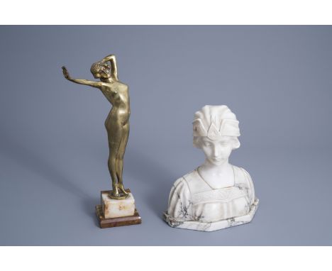 Title: After Paul Philippe (1870-1930): 'RŽveil', gilt bronze on an onyx marble base and Georges Morin (1874-1950): Bust of a