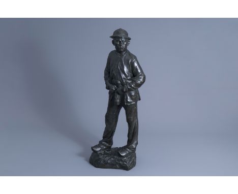 Title: Leon Gobert (1869-1935): Miner, patinated bronzeDescription: H 77 cmÊ Ê The sculpture marked 'Fonderie Nat.le des bron