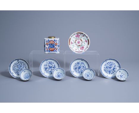 Title: A varied collection of Chinese blue, white, Imari style and famille rose porcelain, Kangxi/QianlongDescription: Dia.: 