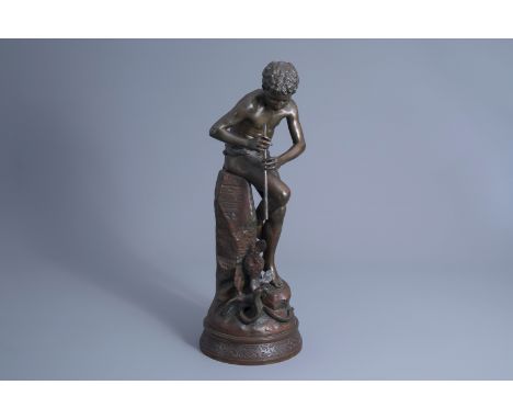 Title: Gaston Veuvenot Leroux (1854-1942): The snake charmer, patinated bronzeDescription: H 70,5 cm