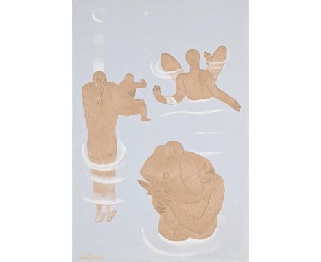 λ&nbspAMÉDÉE OZENFANT (FRENCH 1886-1966) BAIGNEUSES AU CLAIR DE LUNE Oil on panel  Signed and dated 29 (lower left)  60 x 40c