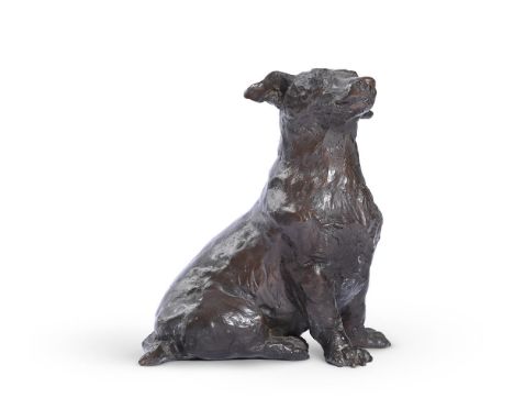 ANGELA CONNER (BRITISH B. 1935) STUDY OF TIGGA, SEATED, KING CHARLES' JACK RUSSELL  Bronze  Signed, numbered 3/8 and dated 20