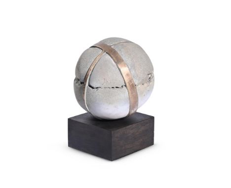 ANGELA CONNER (BRITISH B. 1935) SPHERE WITH STRAP Plaster and bronze with gold patina  28 x 25cm (11 x 9¾ in.) exc. base Prov