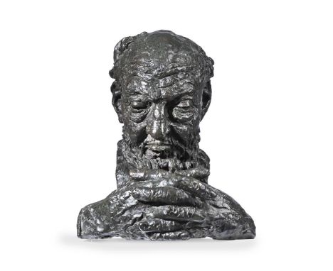 λ&nbspSIR JACOB EPSTEIN (AMERICAN/BRITISH 1880-1959)  OLD PINAGER Bronze with green patina  42 x 37 x 35cm (16½ x 14½ x 13 3/