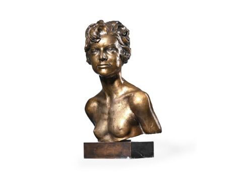 λ&nbspENZO PLAZZOTTA (ITALIAN 1921-1981) CHARMAINE Bronze with gold patina Signed and dated 1966 (to back of arm) 49cm (19¼in