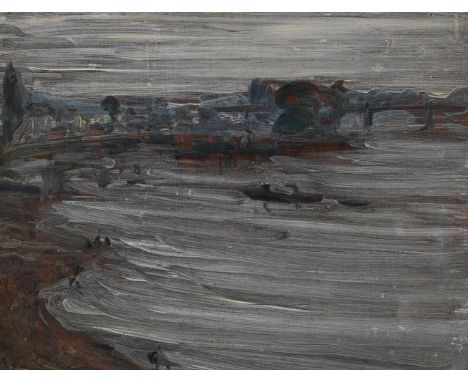 PHILIP WILSON STEER (BRITISH 1860-1942)  STRAND-ON-THE-GREEN  Oil on panel Stamped with initials (lower left) 20.5 x 27cm (8 