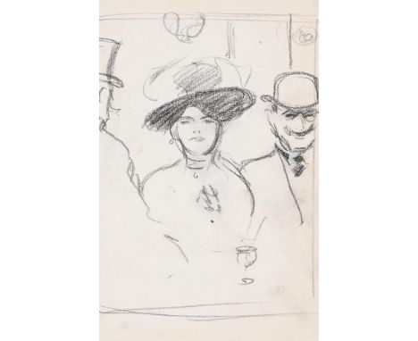 λ&nbspJOHN DUNCAN FERGUSSON (SCOTTISH 1874-1961) FIGURES AT A BAR  Black crayon  20 x 12cm (7¾ x 4½ in.)Provenance: Direct fr