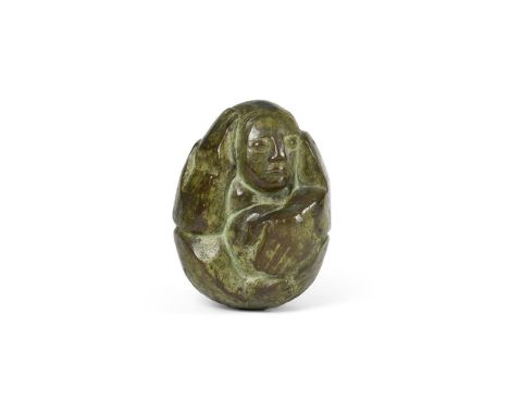 λ&nbspDAVID WYNNE (BRITISH 1926-2014) EGG WOMAN  Bronze with a green patina  Signed with monogram and numbered 6/6 Height: 13