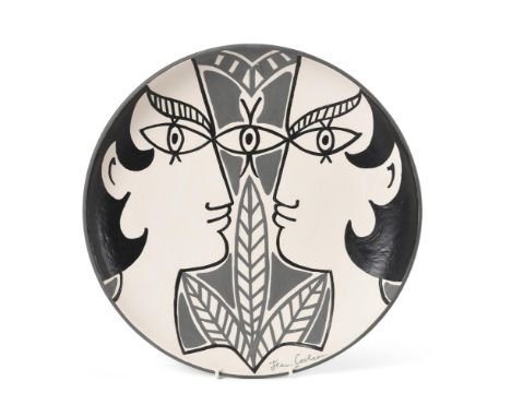 λ&nbspJEAN COCTEAU (FRENCH 1889-1963) LE THÉÂTRE ANTIQUE Earthenware plate  Signed (to lower edge); further signed, inscribed