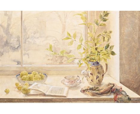 λ&nbspEMILY PATRICK (BRITISH B. 1959)  STILL LIFE ON A WINDOW SILL  Oil on board Signed (lower right) 60.5 x 90.5cm (23¾ x 35